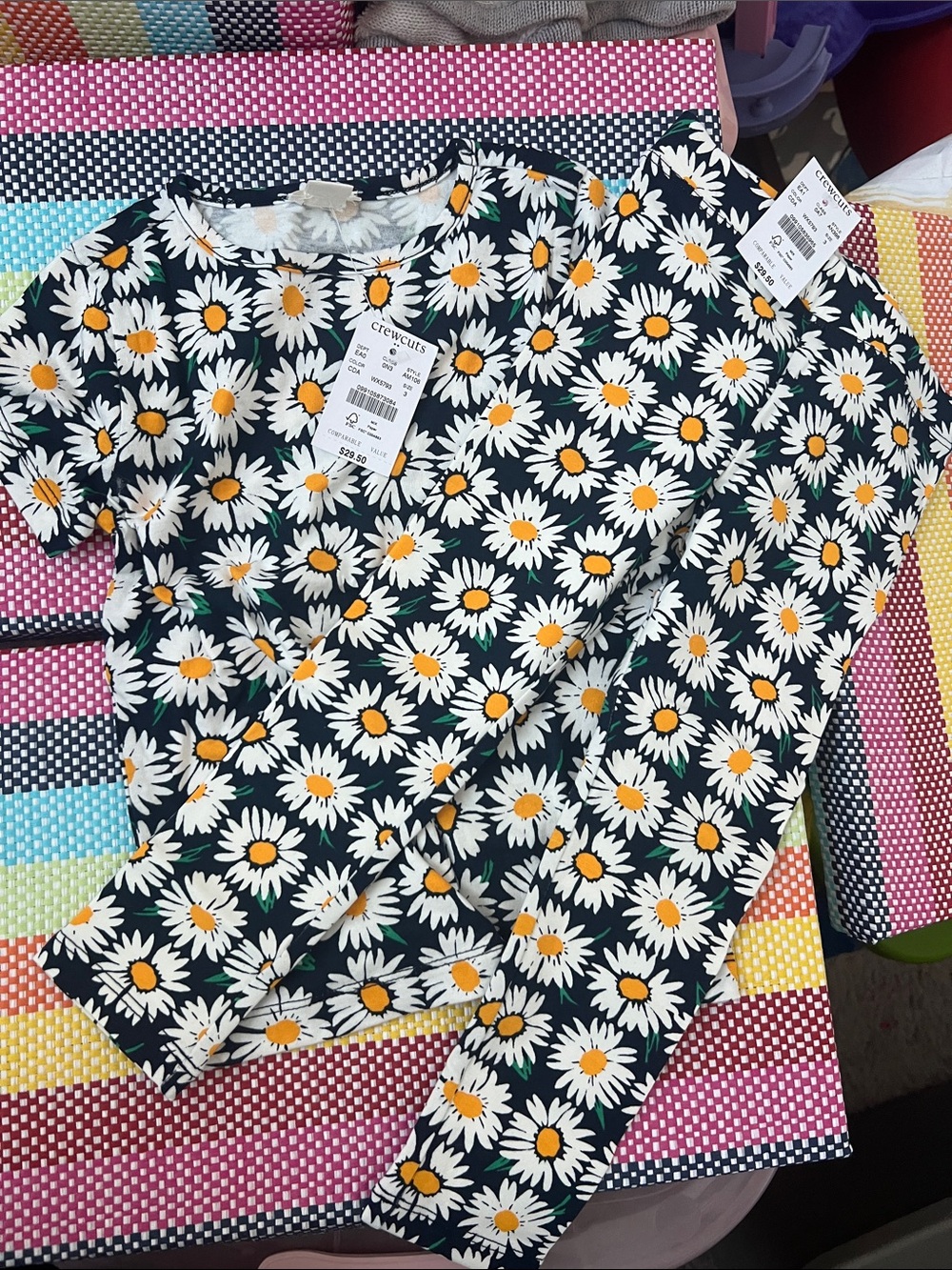 Crewcuts Daisy Print Top and Leggings - Navy & White set  NWT